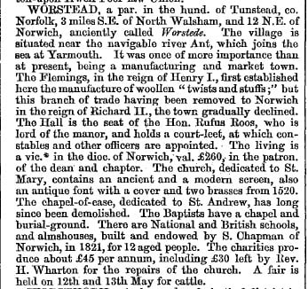 Worstead 1868 gazetteer